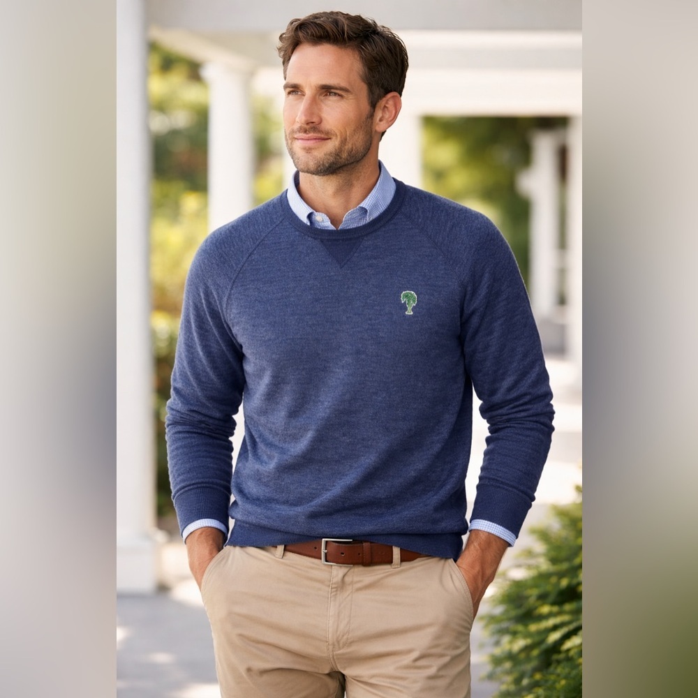 Johnnie-O Merino Wool Crewneck Sweater Blue Pullover Men’s XL